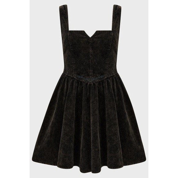 Killstar Dresses & Skirts - Killstar Elderroot Mini Dress Brown Corduroy Goth Skater Dress